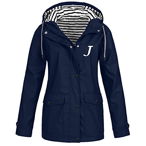 HOOUDO Damen Regenjacke Mit Kapuze Wasserdicht Windbreaker Wetterfest Übergangsjacke Regenmantel Langärmelige Herbst- und Winterjacke Sportbergsteigen Wandern von HOOUDO