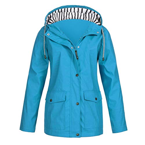 HOOUDO Damen Regenjacke Mit Kapuze Wasserdicht Windbreaker Wetterfest Übergangsjacke Regenmantel Langärmelige Herbst- und Winterjacke Sportbergsteigen Wandern von HOOUDO