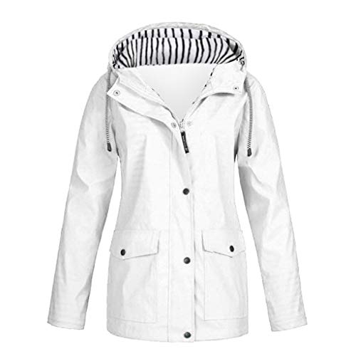 HOOUDO Damen Regenjacke Mit Kapuze Wasserdicht Windbreaker Wetterfest Übergangsjacke Regenmantel Langärmelige Herbst- und Winterjacke Sportbergsteigen Wandern von HOOUDO