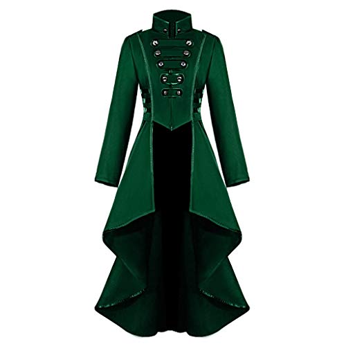 HOOUDO Damen Retro Mittelalter Kleid Jacke gotische Frauen Steampuk Spitze Karneval Kostüm Korsett Knopfmantel Jacke Damenmantel Übergangsmantel Damen Herbst von HOOUDO