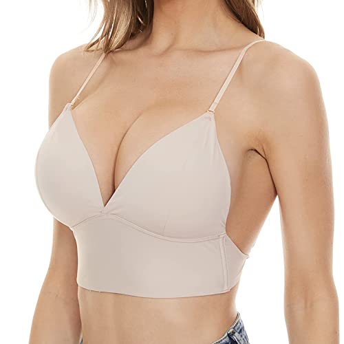 HOOUDO Damen Sport BH Gepolstert Yoga Sports Bra SpaghettiträGer Schieben Sie Den RüCken Weich Bustier Ohne BüGel Atmungsaktiv BH Weiche Und Bequeme Einfarbige UnterwäSche von HOOUDO