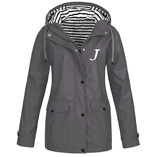 HOOUDO Damen Windbreaker wasserdichte und Winddichte Kapuze, dünn/Plüsch und verdickt modische und atmungsaktive Wandertour Herbst- und Winterwärme große Tasche lose Oversized Jacke von HOOUDO