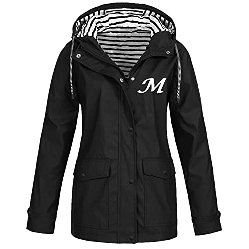 HOOUDO Regenjacke Damen Wasserdicht Atmungsaktiv Dünn/Plüsch-Stil Leichte Regenmantel Hooded Regen Jacke Lang Übergangsjacke Camping Trekking Windbreaker Outdoorjacke Herbst Outwear mit Kapuze von HOOUDO