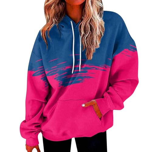 HOOUDO Sale Angebote Langärmliges Sweatshirt für Damen mit Taschen mit Buchstaben-Farbverlauf und Kapuzenpullover Damen Pullover Langarm Turtleneck Sweater Damen Damen STRI Sale Angebote Bestellung von HOOUDO