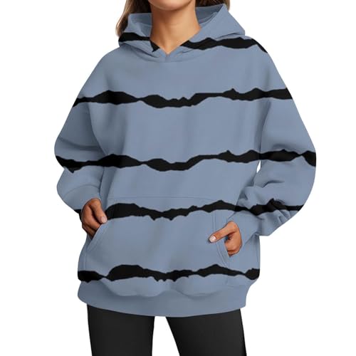 HOOUDO Damen Oversized Sweatshirt Hoodie Langarmshirt Pullover Mit Tasche - Herbstkleidung Tunika für Senioren - Schwarz von HOOUDO