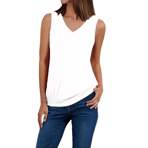 HOOUDO Sale Angebote Tanktop Träger Longshirt Damen Fahrradweste Sommer Mit Integriertem Bh Oberteile Locker Shirt Spitze Modest Going Out Tops Ringelshirt Grün Weiß Oberteil Blau Weiss Elegantes von HOOUDO