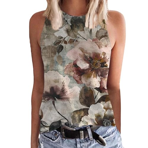 HOOUDO Same Day Angebote Sale Tank Tops Damen Top Neckholder Online Lang Shirt Elegant Frauen Sommerbluse Leicht Und Luftig Asymmetrisch Bh Hemd Große Größen T Mit Totenkopf Glitzer Sleeveless Women von HOOUDO