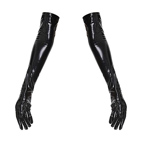 HOOUDO Sexy Dessous Damen Für Sex Damen hochelastische helle Lederhandschuhe Handschuhe Sexy Unterwäsche Body Mit Spitze Schwarz von HOOUDO