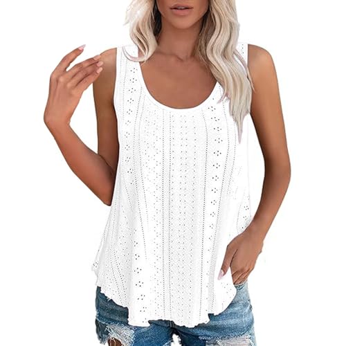 HOOUDO Sale Angebote Top Damen Elegant Lockeres Tanktop Für Only Lang Basic Longshirt Ohne Arm Naketano Tshirt Unterhemd Luftige Tops Sommer Rotes Ringelshirt Rot Weiß Gestreiftes Glitzer Oberteil von HOOUDO