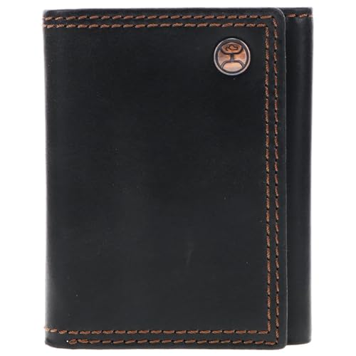 HOOEY Leder Tri-Fold Herren Geldbörse, Glatt: Schwarz, Dreifach gefaltet von HOOey