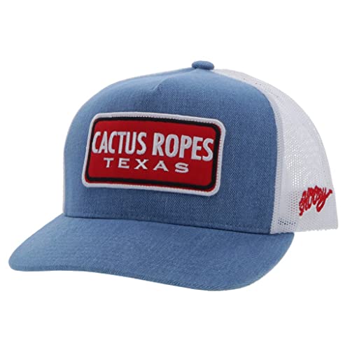 HOOEY Verstellbare Snapback Trucker Hat mit Cactus Ropes Logo, Denim/Weiß, 0-8 von HOOey