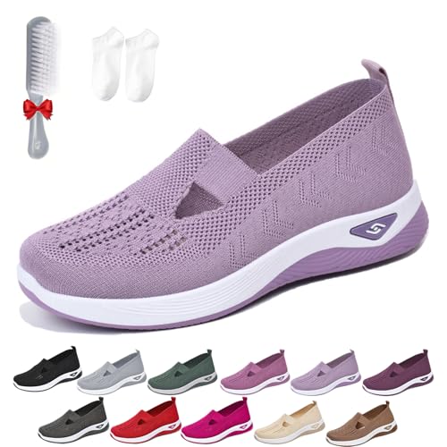 Annelie Schuhe, Annelie Sommerschuhe, Orthopädische Damenschuhe, Leichtigkeit Bequem Mesh Schuhe,rutschfeste Walkingschuhe (Hellviolett,37 EU) von HOPASRISEE