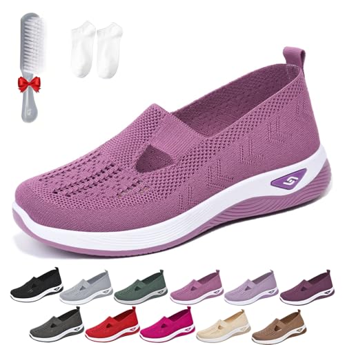 Annelie Schuhe, Annelie Sommerschuhe, Orthopädische Damenschuhe, Leichtigkeit Bequem Mesh Schuhe,rutschfeste Walkingschuhe (Lila,41 EU) von HOPASRISEE
