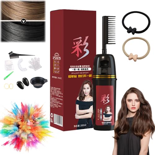 Colorful Plant Hair Dye, With Innovative Comb Applicator, Bubble Plant Hair Dye, Natural Plant Hair Dye, Plant Extract Hair Dye Essence, Natural Herbal Extract for Women Men Hair Dye (Black) von HOPASRISEE