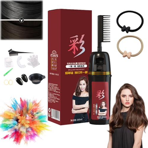 Colorful Plant Hair Dye, With Innovative Comb Applicator, Bubble Plant Hair Dye, Natural Plant Hair Dye, Plant Extract Hair Dye Essence, Natural Herbal Extract for Women Men Hair Dye (Black Brown) von HOPASRISEE