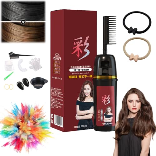 Colorful Plant Hair Dye, With Innovative Comb Applicator, Bubble Plant Hair Dye, Natural Plant Hair Dye, Plant Extract Hair Dye Essence, Natural Herbal Extract for Women Men Hair Dye (Coffe) von HOPASRISEE