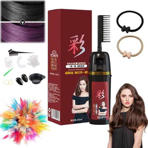 Colorful Plant Hair Dye, With Innovative Comb Applicator, Bubble Plant Hair Dye, Natural Plant Hair Dye, Plant Extract Hair Dye Essence, Natural Herbal Extract for Women Men Hair Dye (Grape Purple) von HOPASRISEE