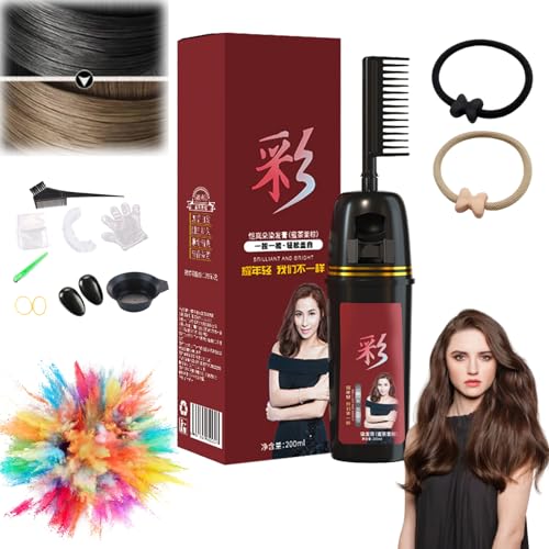 Colorful Plant Hair Dye, With Innovative Comb Applicator, Bubble Plant Hair Dye, Natural Plant Hair Dye, Plant Extract Hair Dye Essence, Natural Herbal Extract for Women Men Hair Dye (Light Brown) von HOPASRISEE