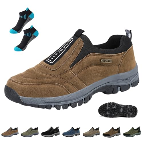 Ergonomischer Schuh zur Schmerzlinderung- Orthomotion Unisex, Naturstep OrthopäDische Schuhe, Leichte Lose Rutschfeste Sneakers, Slip on Sneaker füR Outdoor Fitness und Alltag(Gelbbraun,41) von HOPASRISEE