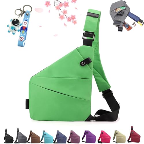 Gipfelfreund Anti Diebstahl Tasche, Gipfelfreund Anti-Theft Bag, Anti Diebstahl Umhängetasche for Women Men (Light Green,Left) von HOPASRISEE