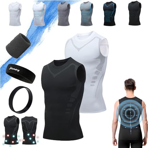 HOPASRISEE 2024 New Version Ionic Shaping Vest, Energetic Ionic Shaping Vest for Men, Breathable ice silk slimming vest (2B,3XL) von HOPASRISEE