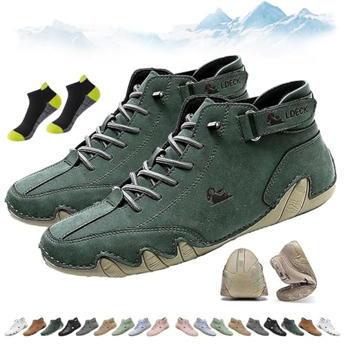 HOPASRISEE Alpaka - orthopädische, wasserdichte & rutschfeste Leder-Barfußschuhe, Alpaca Barfuss Schuhe, Unisex Alpaka Schuhe, Leicht Und Atmungsaktiv, rutschfest Und Langlebig(Grün,38EU) von HOPASRISEE