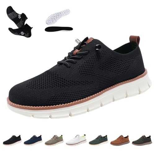 HOPASRISEE Breeze Schuhe Herren, 2025 Neu Wearbreeze Schuhe Herren, Slip-on FußGewöLbeunterstüTzung Bequeme OrthopäDische Schuhes füR Den TäGlichen Gebrauch, Atmungsaktiv und rutschfest(Schwarz,48) von HOPASRISEE