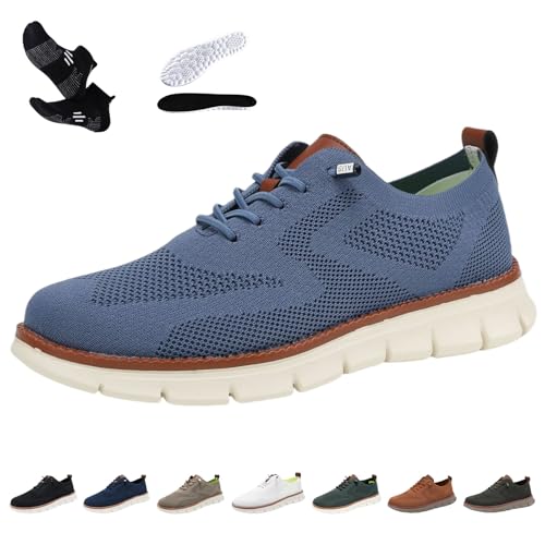 HOPASRISEE Breeze Schuhe Herren, 2025 Neu Wearbreeze Schuhe Herren, Slip-on FußGewöLbeunterstüTzung Bequeme OrthopäDische Schuhes füR Den TäGlichen Gebrauch, Atmungsaktiv und rutschfest(Blau,43) von HOPASRISEE