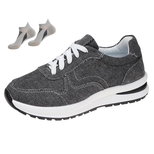 HOPASRISEE Keluvo Orthopädische Schuhe mit Dicker Sohle, Leichte Lose rutschfeste Sneakers, Atmungsaktiv Trekkingschuhe füR Outdoor Fitness und Alltag(Schwarz,41) von HOPASRISEE