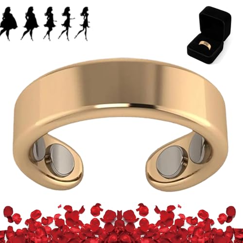 HOPASRISEE Nevolta Magnetring, Vital - Der Magnetfeldtherapie-Ring Mit 4 Neodym-Magneten Einstellbare öffnung,Fördert Fettverbrennung,Reduziert Stress&Angstgefühle Verbessert Dieschlafqualität (Gold) von HOPASRISEE