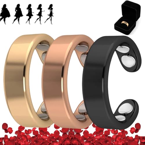 Nevolta Magnetring, Vital - Der Magnetfeldtherapie-Ring Mit 4 Neodym-Magneten Einstellbare öffnung,Fördert Fettverbrennung,Reduziert Stress&Angstgefühle Verbessert Dieschlafqualität (3pc-b) von HOPASRISEE