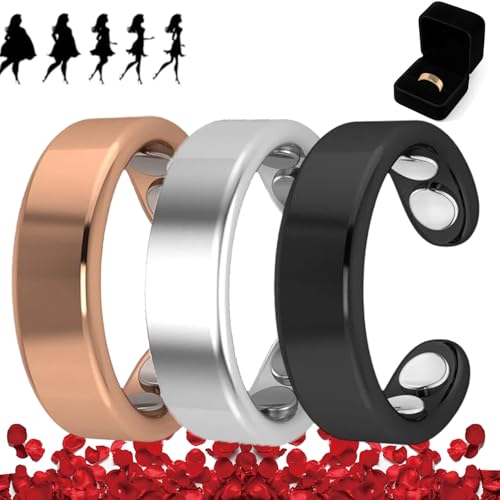 Nevolta Magnetring, Vital - Der Magnetfeldtherapie-Ring Mit 4 Neodym-Magneten Einstellbare öffnung,Fördert Fettverbrennung,Reduziert Stress&Angstgefühle Verbessert Dieschlafqualität (3pc-c) von HOPASRISEE