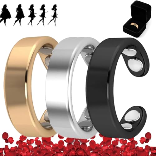 Nevolta Magnetring, Vital - Der Magnetfeldtherapie-Ring Mit 4 Neodym-Magneten Einstellbare öffnung,Fördert Fettverbrennung,Reduziert Stress&Angstgefühle Verbessert Dieschlafqualität (3pc-d) von HOPASRISEE