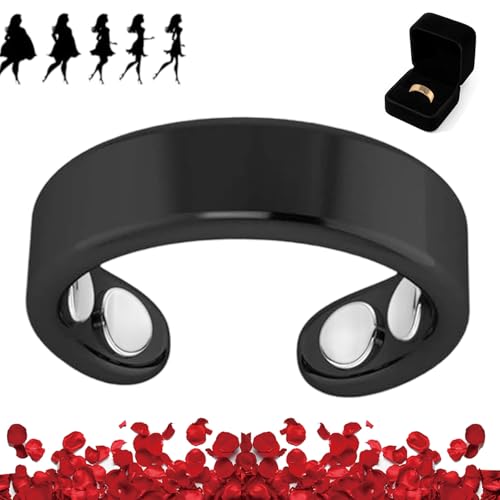 Nevolta Magnetring, Vital - Der Magnetfeldtherapie-Ring Mit 4 Neodym-Magneten Einstellbare öffnung,Fördert Fettverbrennung,Reduziert Stress&Angstgefühle Verbessert Dieschlafqualität (Schwarz) von HOPASRISEE