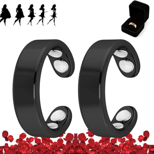 Nevolta Magnetring, Vital - Der Magnetfeldtherapie-Ring Mit 4 Neodym-Magneten Einstellbare öffnung,Fördert Fettverbrennung,Reduziert Stress&Angstgefühle Verbessert Dieschlafqualität (Schwarz*2) von HOPASRISEE