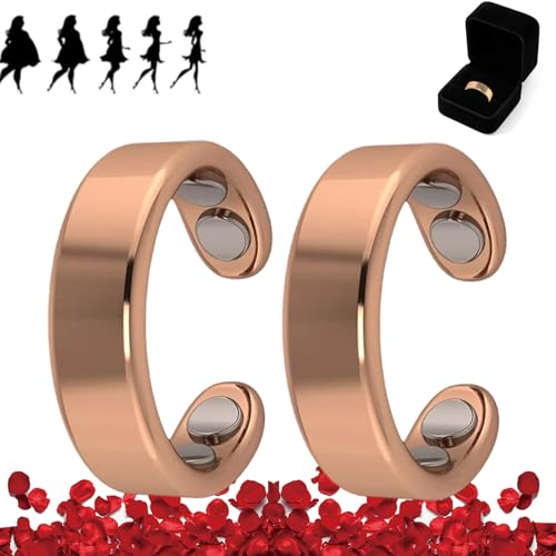 Nevolta Magnetring, Vital - Der Magnetfeldtherapie-Ring Mit 4 Neodym-Magneten Einstellbare öffnung,Fördert Fettverbrennung,Reduziert Stress&Angstgefühle Verbessert Dieschlafqualität (Roségold*2) von HOPASRISEE