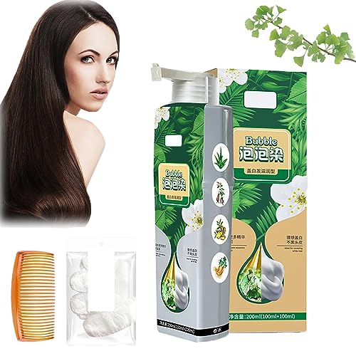 Pure Plant Extract For Grey Hair Color Bubble Dye, Plant Bubble Hair Dye Shampoo, Instant Plant Bubble Natural Hair Dye Shampoo, Bubble Hair Dye for Women and Man (Chestnut Brown) von HOPASRISEE