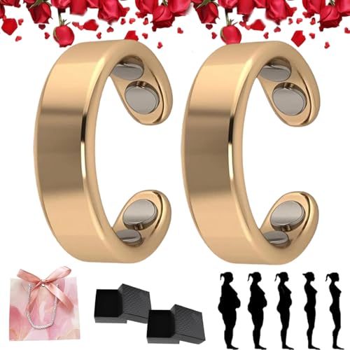 Sömni Ring Damen Wechseljahre, Wechseljahreshilfe natürlich Verstellbare Magnetische Therapie Ringe für Männer und Frauen Entspannung, Schlafhilfe Müdigkeitsreduktion (Gold*2) von HOPASRISEE
