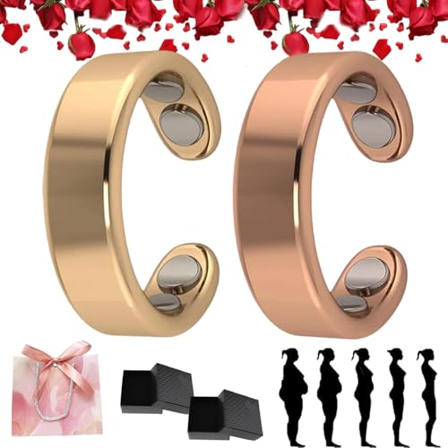 Sömni Ring Damen Wechseljahre, Wechseljahreshilfe natürlich Verstellbare Magnetische Therapie Ringe für Männer und Frauen Entspannung, Schlafhilfe Müdigkeitsreduktion (Gold+Roségold) von HOPASRISEE