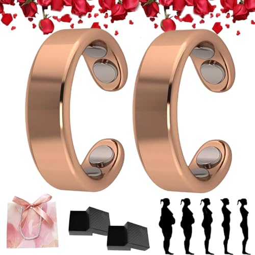 Sömni Ring Damen Wechseljahre, Wechseljahreshilfe natürlich Verstellbare Magnetische Therapie Ringe für Männer und Frauen Entspannung, Schlafhilfe Müdigkeitsreduktion (Roségold*2) von HOPASRISEE