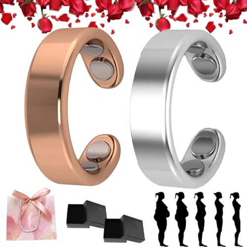 Sömni Ring Damen Wechseljahre, Wechseljahreshilfe natürlich Verstellbare Magnetische Therapie Ringe für Männer und Frauen Entspannung, Schlafhilfe Müdigkeitsreduktion (Roségold+Silber) von HOPASRISEE