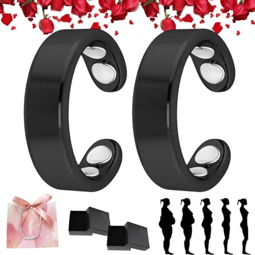 Sömni Ring Damen Wechseljahre, Wechseljahreshilfe natürlich Verstellbare Magnetische Therapie Ringe für Männer und Frauen Entspannung, Schlafhilfe Müdigkeitsreduktion (Schwarz*2) von HOPASRISEE
