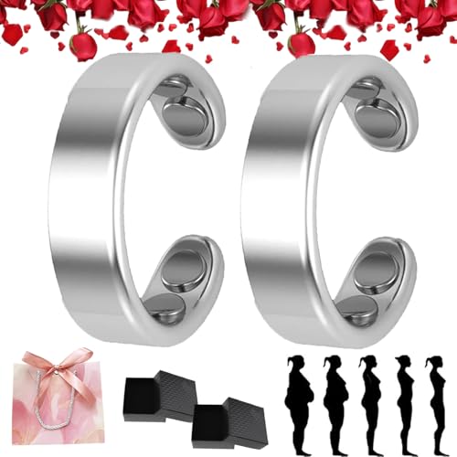 Sömni Ring Damen Wechseljahre, Wechseljahreshilfe natürlich Verstellbare Magnetische Therapie Ringe für Männer und Frauen Entspannung, Schlafhilfe Müdigkeitsreduktion (Silber*2) von HOPASRISEE
