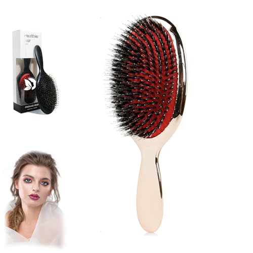 Vayose No Shampoo Hair Brush,Vayose Hair Brush,Boar Bristle Hair Brush, Detangling Hair Brush Boar Bristle Comfortable Ergonomic Design for Menand Women of All Hair Types (1Pcs Gold Rose) von HOPASRISEE