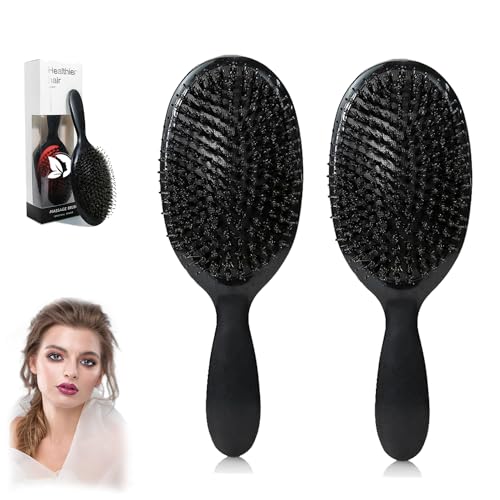 Vayose No Shampoo Hair Brush,Vayose Hair Brush,Boar Bristle Hair Brush, Detangling Hair Brush Boar Bristle Comfortable Ergonomic Design for Menand Women of All Hair Types (2Pcs Black) von HOPASRISEE