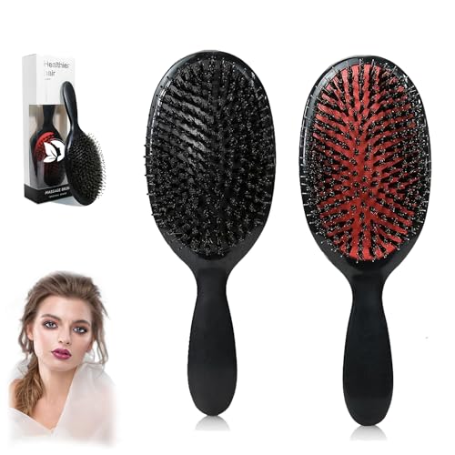 Vayose No Shampoo Hair Brush,Vayose Hair Brush,Boar Bristle Hair Brush, Detangling Hair Brush Boar Bristle Comfortable Ergonomic Design for Menand Women of All Hair Types (2Pcs Black+Red) von HOPASRISEE