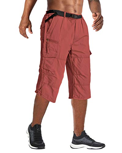 HOPATISEN Herren Sommer Cargo Shorts 3 4 Bermuda Shorts Dauerhaft Baumwolle Kurze Hose Männer Arbeitshose Gummibund Lässig Multi Taschen von HOPATISEN