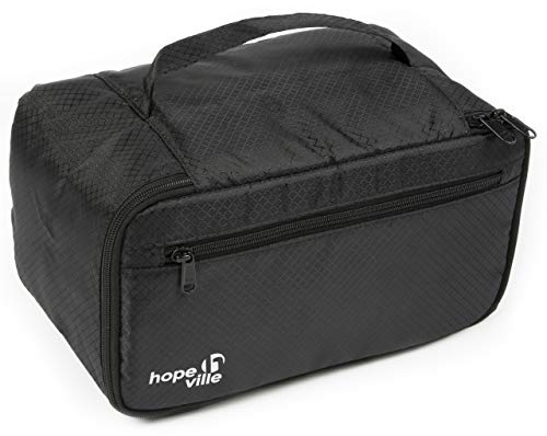 HOPEVILLE Reise Organizer für Damen, Premium Kosmetiktasche und Kulturtasche für Unterwäsche, Kosmetik, Accessoires und Toilettenartikel Schwarz von Hopeville