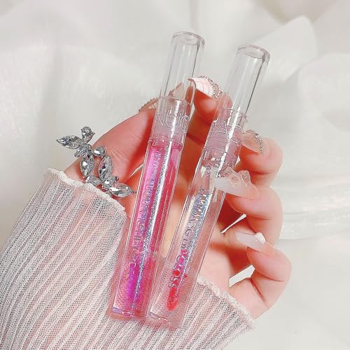 2Pcs Lip Gloss Set, Hydrating Lip Oil Set, Moisturizing Lip Glow Balm Lip Care, Clear Transparent Moisturizing No-Sticky Lip Gloss for Girls and Women von HOPHAT