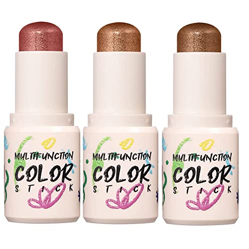 3 Pack Highlighter Blush Eyeshadow Makeup Set, Cream Highlighter Blush Eyeshadow Sticks Pencil Makeup Set (Set B) von HOPHAT